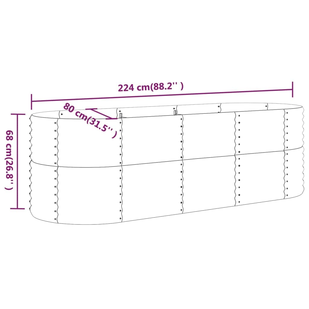 SKM Garden Raised Bed Grey Powder-Coated Steel Large Durable,Grey (Weight 30.73KG)