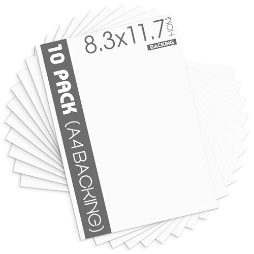 Mat Board Center, 10 Pack A4 White Backing Boards, Cardboard Backing for 8.3x11.7 Frame, Print, Art, Photo and More - size: 8.3x11.7 (A4)