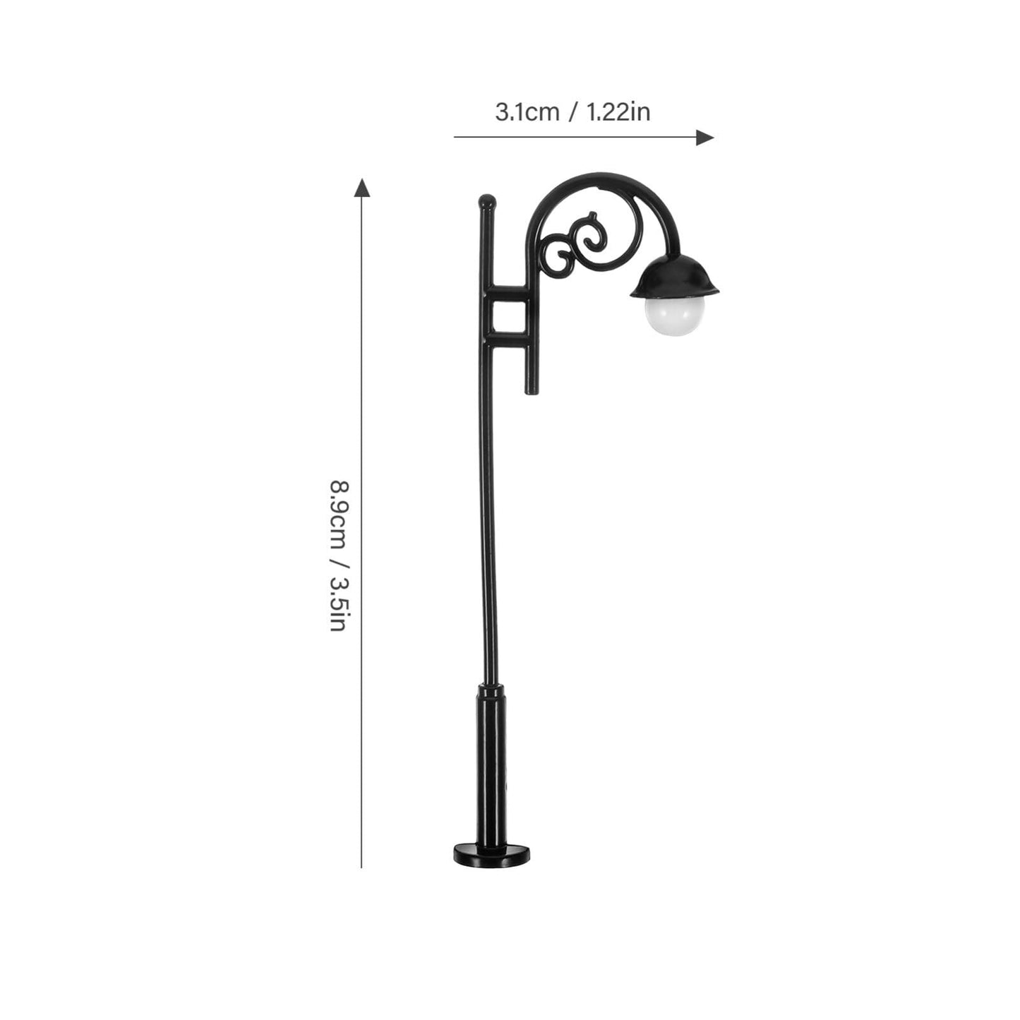 Toyvian 2pcs Miniature Street Lights Dollhouse Street Lamps Mini House Post Lights Model Railway Train Lamp Props Tiny Pathway Lantern for Micro Landscape Decorations