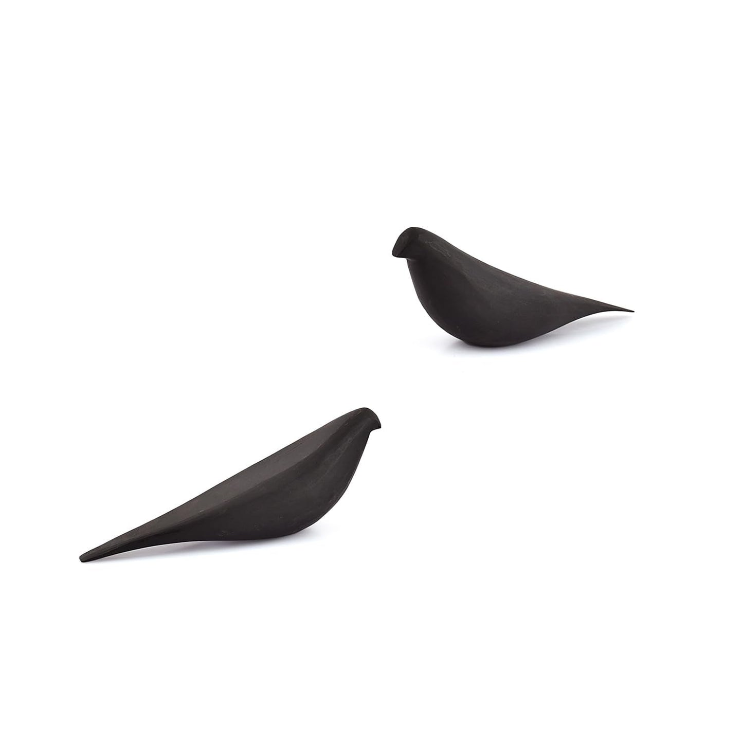 Kaizen Casa Statues Black Acacia Wood Bird Set of 2 Decorative Sculptures for Home Décor, Modern Black Bird Ornaments for Living Room, Office (8.25'' X 2.5'' X 3.25'')