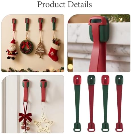 ERINGOGO Christmas Hanger Hanging Hooks Ornament Plastic Wreath 4pcs