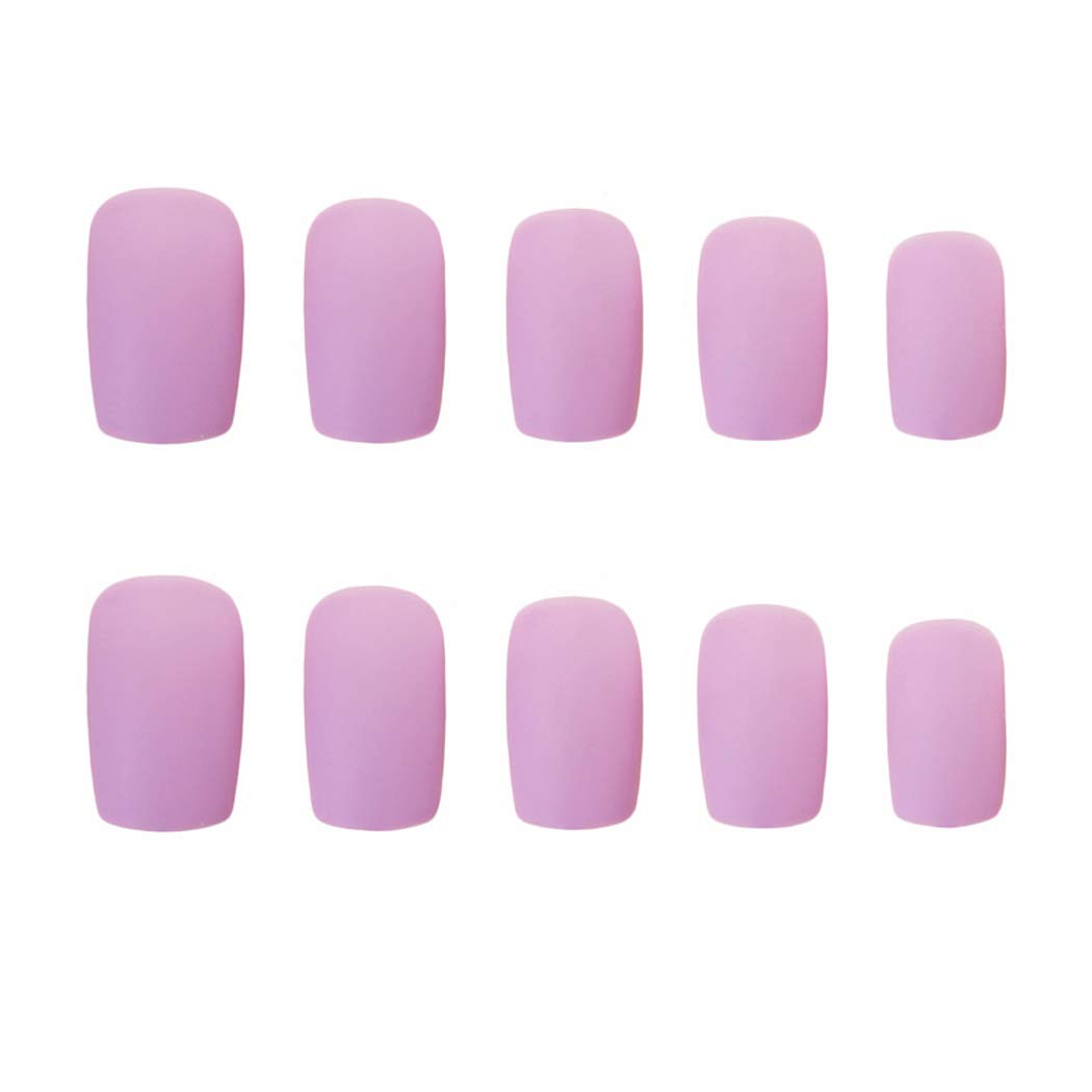 Jovono Matte Press on Nails Purple Long Fake Nails Square Artificial Full cover False Nails for Women and Girls(24Pcs)