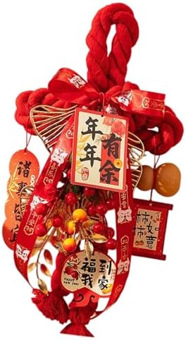 Handcrafted Cotton Thread Chinese Knot Ornament New Year Pendant for Holiday Parties and Gifting Easy Install Cotton Knot Wall Pendant with Hook for Holiday Parties Social