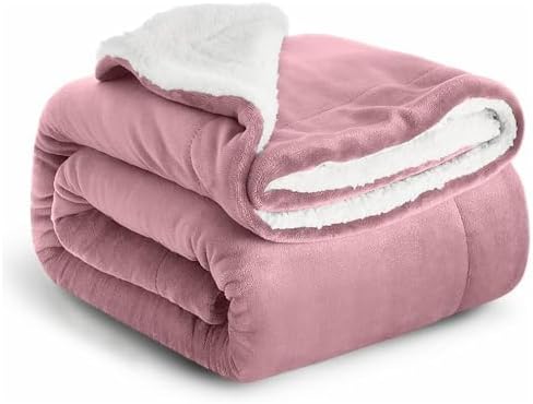 IR Imperial Rooms Sherpa Fleece Throw Blanket Twin Size for Couch - Thick and Warm Fluffy Baby Pink Blankets for Winter, Soft and Fuzzy Twin Blanket for Bed, 60x80 Inches