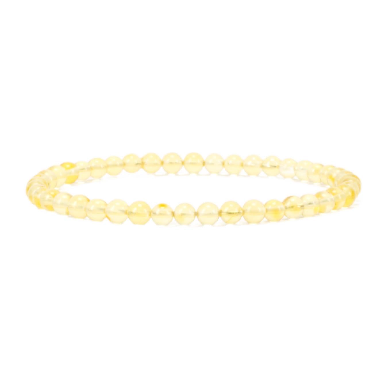 Cherry Tree Collection - Small, Medium, Large Sizes - Gemstone Beaded Bracelets For Women and Men - 4mm Round Beads (Amber, Small)