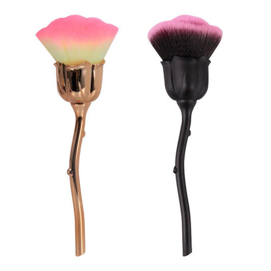 2pcs Nail Dust Brushes, Nail Art Dust Powder Remover, Large Rose Soft Nail Clean Up Art Brushes Makeup Blush Brushes for Powder Cosmetic Manicure Brush Nail Art Tools
