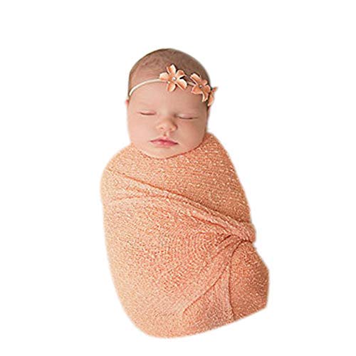 Newborn Photography Props Wrap Stretch Long Ripple Blanket Yarn Baby Photo Props Boy Girl Cloth Fabric Layer - color: Orange