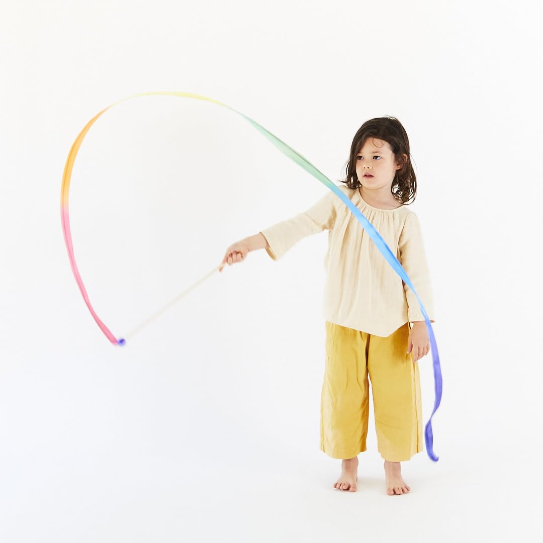 Sarah's Silks Rainbow Streamer - 8' Long Twirling Ribbon Wand for Kids | Montessori and Waldorf Toys