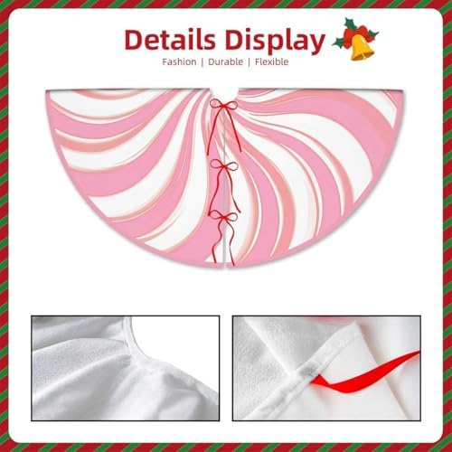 Christmas Tree Skirts 48inch Pink Candy Xmas Decor for Holiday