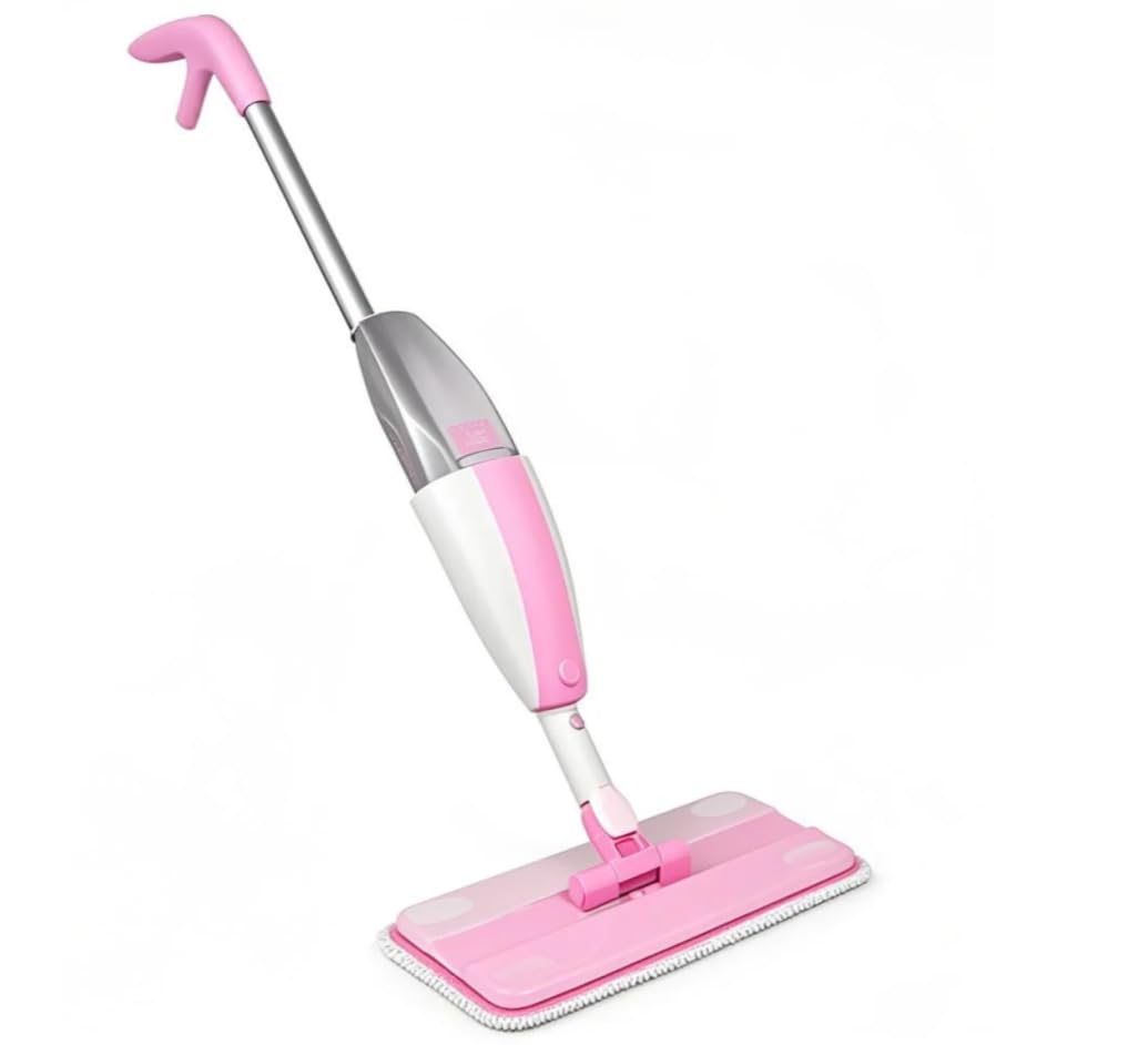 Lullulii Kids Spray Mop,Fun & Functional Toddler Cleaning Set,Real Working Mop for Floors,Pretend Play – Includes Spray Bottle, 2 Washable Microfiber Pads, Montessori Kids Cleaning Toy Set -Pink