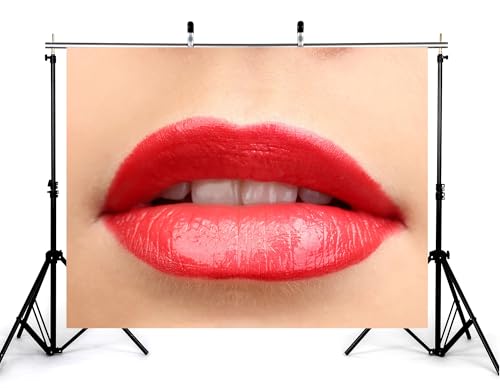 5x3ft Red Lips Backdrop Beauty Makeup Photography Background for Cosmetic Themed Party Photo Booth Decorations Tapestry Photo Booth Props - size: 5x3ft
