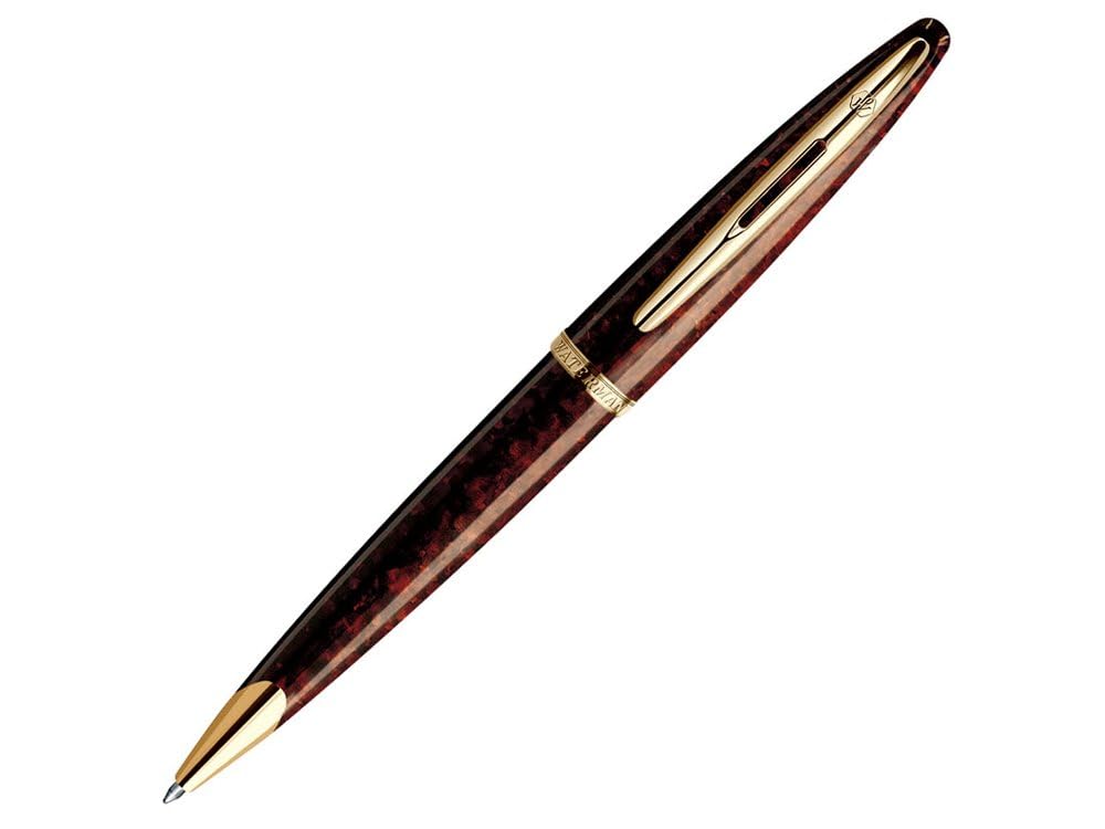 Waterman Carène Ballpoint Pen Marine Amber with 23k Gold Clip Medium Point with Blue Ink Cartridge Gift Box