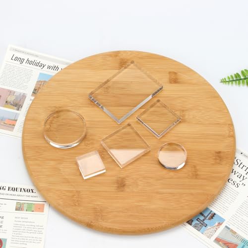 6 Pcs Clear Acrylic Blocks Wedding Flat Lay Props, Solid Acrylic Riser Styling Photography Clear Stamp Display Block Set Props Wedding, Acrylic Pedestal Crystal Blocks for Ring Geodes Crafts