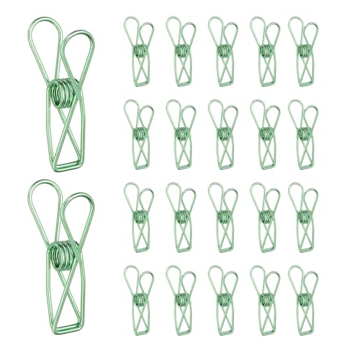PATIKIL 50Pcs Paper Office Binder Clips, 1.26" Small Metal Wire Hollow Out Paper Clamps Long Tail Binder Clips for Photo Clothes Hanging Office Home Kitchen Food Package, Green - color: Green