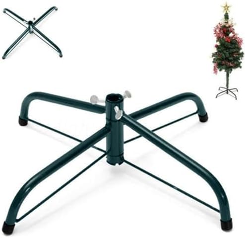 Green Christmas Tree Folding Stand Iron Metal Bracket for Xmas Trees Rubber Pad with Thumb Screw (40cm Green)