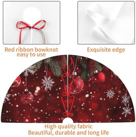 Christmas Tree Skirt Christmas Red Ball Winter 36 Inch for Xmas New Year Nightmare Before Christmas Decorations Lobby Home