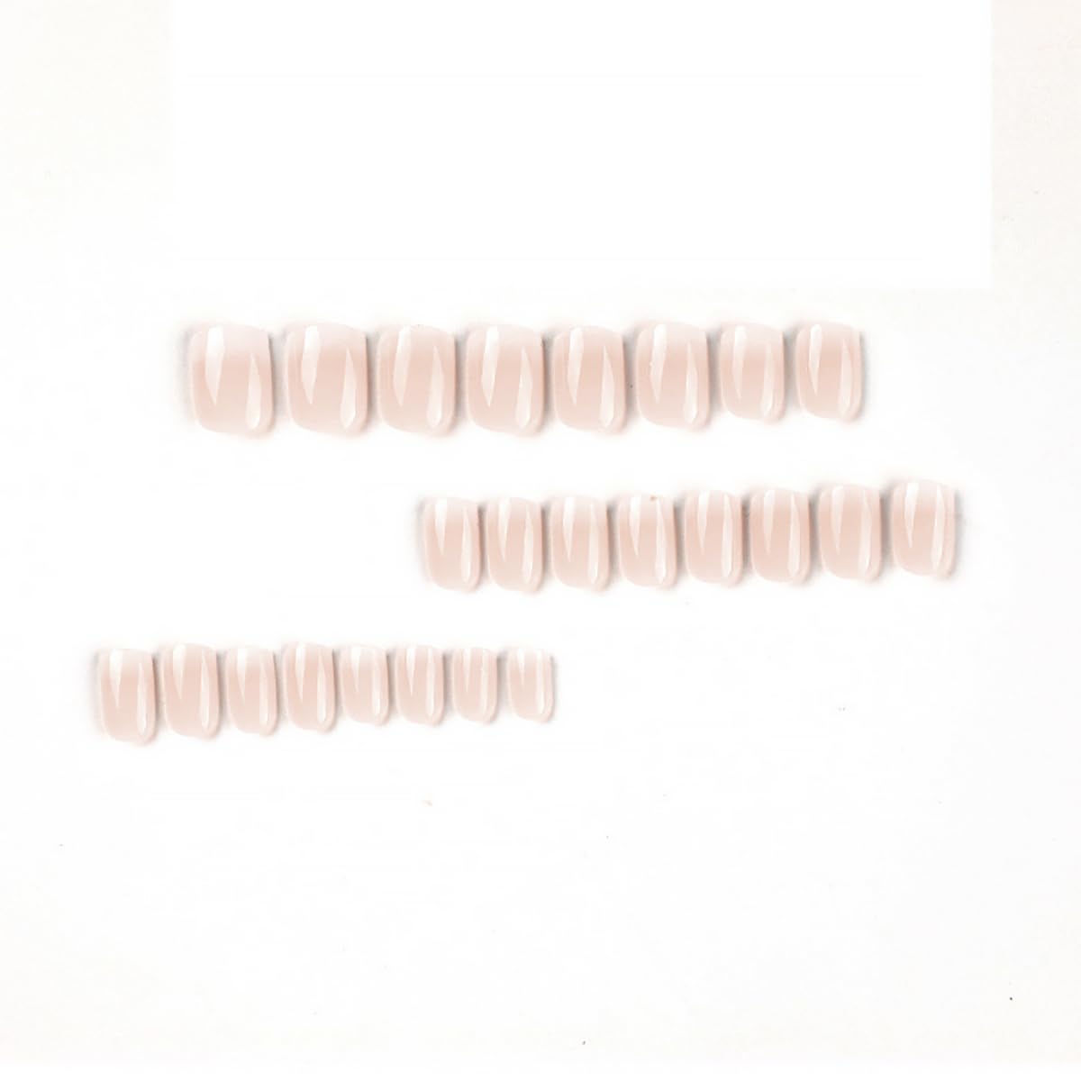 24pcs Nude Press On Nails - Short, Square, Glossy, Full Cover, Reusable False Nails - DIY Manicure Kit
