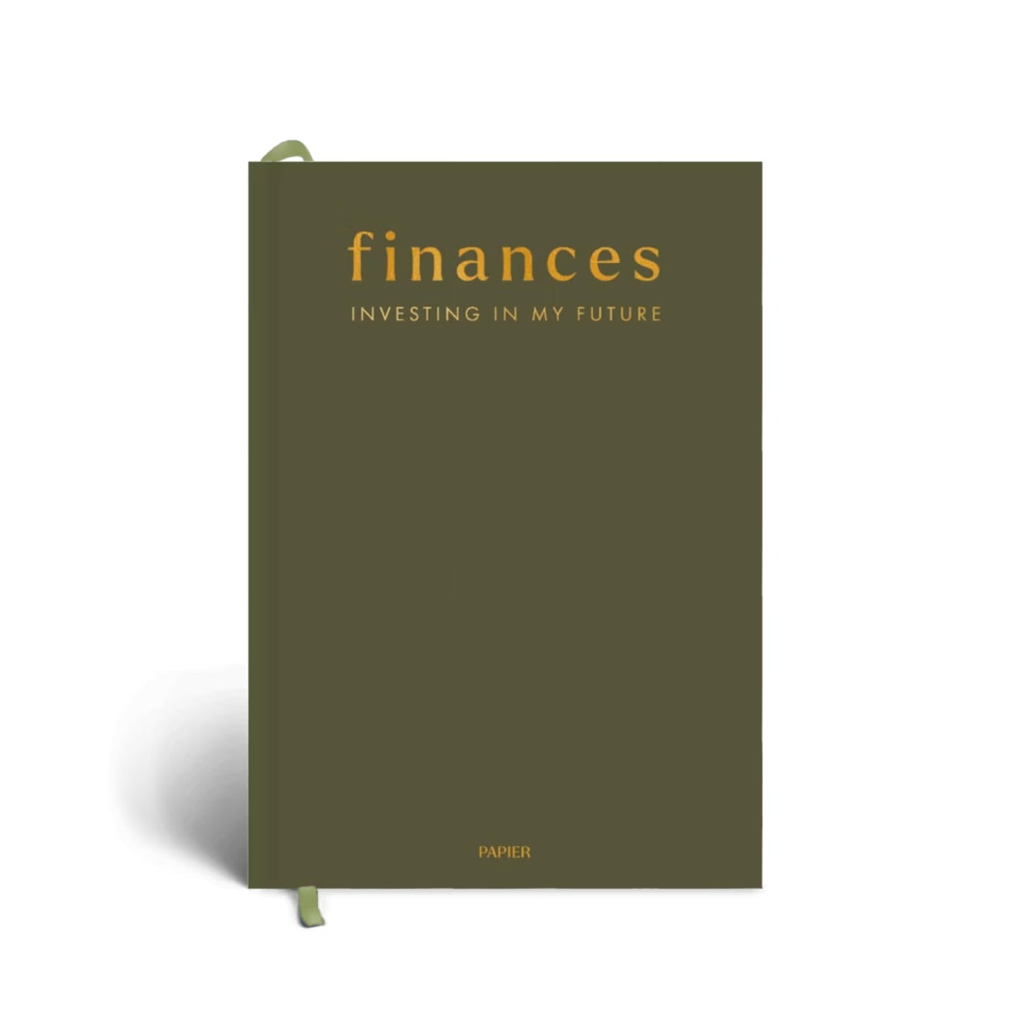 Papier Shine Finance Planner - Olive Hardback | Track Expenses, Savings, Outgoings | Undated | Includes Money Tracker, Daily & Monthly Calendar, & Monthly Budget Section | Budgeting Gift For Students