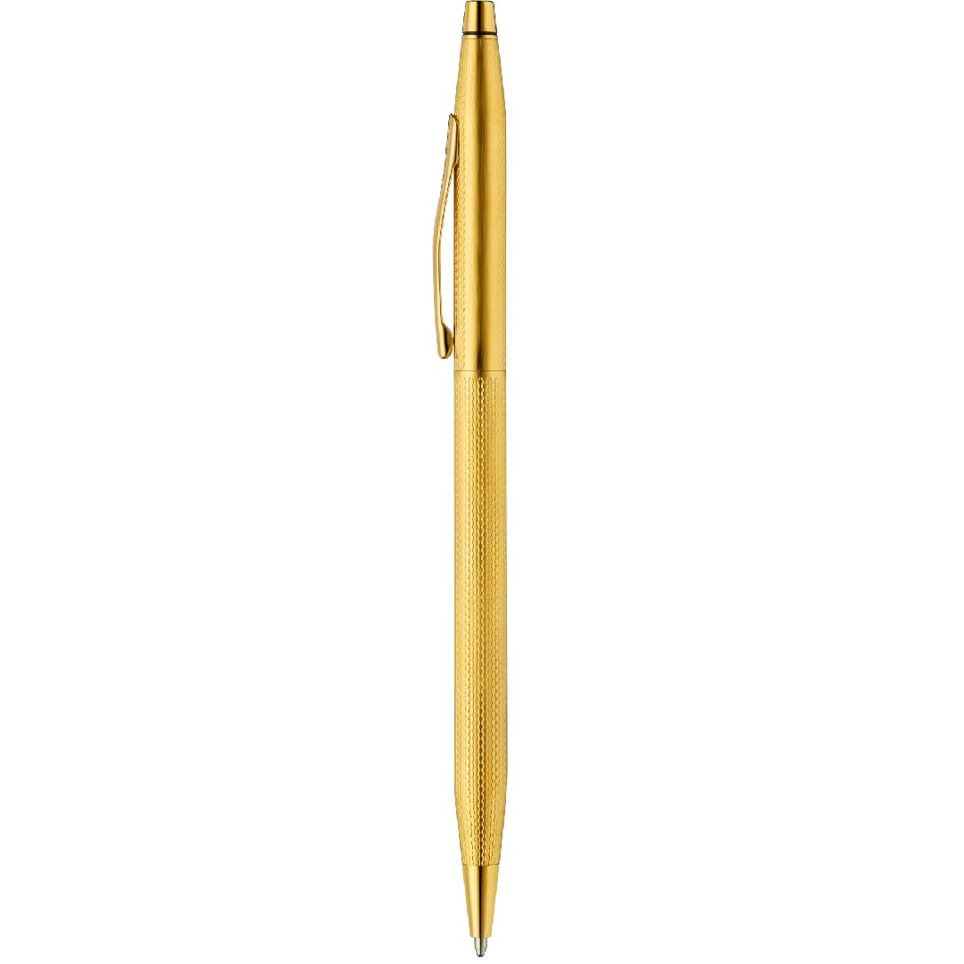 Cross Classic Century 23KT Gold Plated Engraved Diamond Pattern Ballpoint Pen - Refillable Pen for Effortless Writing - Black Ink - Durable Construction - Premier Distinctive Look - Gift Ready