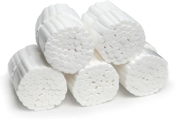 500 Dental Cotton Rolls, One Inch Nosebleed Plugs for Kids or Adults - Extra Absorbent Blood Clotting, Dental Cotton Rolls (500 Count)