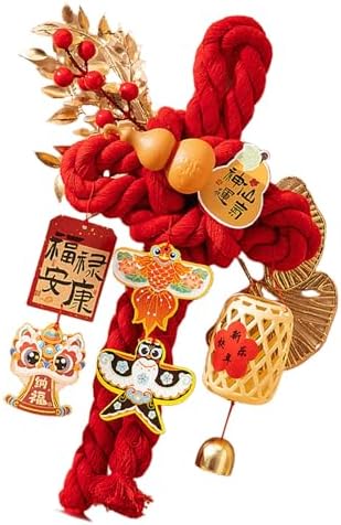 Handcrafted Cotton Thread Chinese Knot Ornament New Year Pendant for Holiday Parties and Gifting Easy Install Cotton Knot Wall Pendant with Hook for Holiday Parties Social