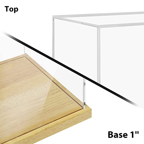 Clear Acrylic Display Case with Solid Wood Base for Trophy, Collectibles, Assemble Cube Display Box Stand Dust Proof Protection Showcase for Action Figures Toys - by BenchPro - size: 16" H x 17" L x 12" D, style: 1" Thick Wood