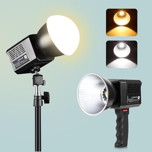 60W LED Video Light, PULUZ 2500K-6500K Dual Color Temp, 13000Lux CRI 95+ COB Fill Light with 10000mAh Rechargeable Battery & 8 Effects for Vlogging/Live Stream/Outdoor Shooting