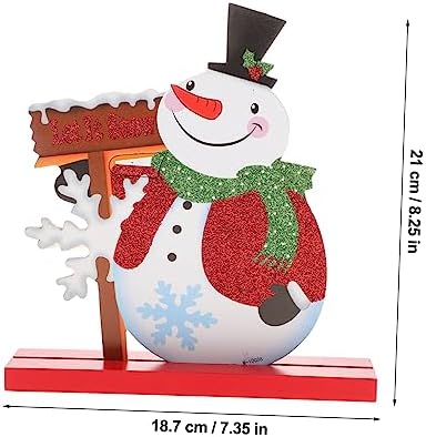 1pc Christmas Wooden Table Ornament Creative Snowman Design for Home Office and Party Decoration Friends and Boys and Girls Cartoon Desk Decoration for Festive Atmosphere