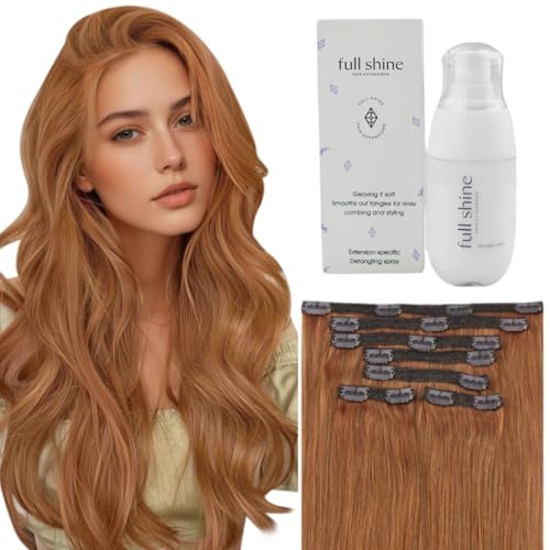 Full Shine Total 2 Packs Detangling Spray & 10 Inch #330 Clip in Hair Extensions 7pcs