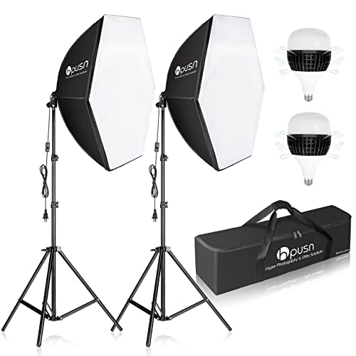 HPUSN Softbox Photography Lighting Kit, 30"X30" Softbox Lighting Kit, 2pcs E27 Socket 5400K LED Bulb, Photo Studio Light for Portrait Lighting, Photography/Video Recording/Live Streaming/YouTube - size: SB02-6