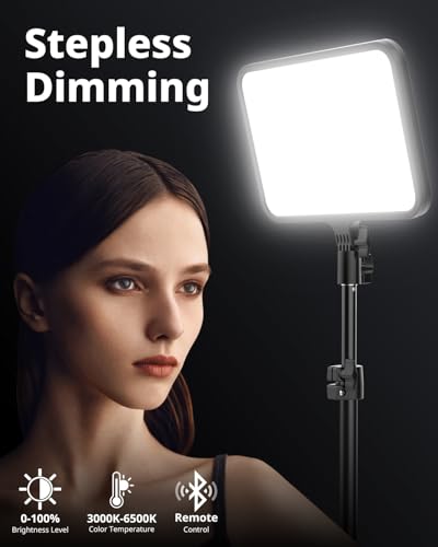 UBeesize LED Video Light Kit, Photography Lighting, 13" Studio Lights with 65" Tripod Stand and Phone Holders, Podcast Lighting for Video Recording, Make up, Live Streaming, Tiktok, YouTube - size: 1-pack