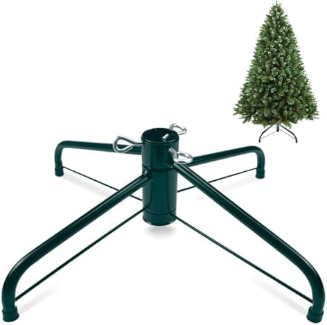 SOMITO Artificial Christmas Tree Stand, Folding Christmas Tree Base for 3 Ft to 6 Ft Xmas Trees, Xmas Tree Holder Metal Christmas Tree Stand Fits 0.5-1.25 Inch Tree Pole, Universal Tree Stand, Green