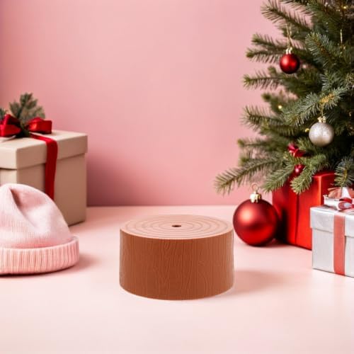 4pcs Mini Christmas Tree Stand Wood Stump Base for Tabletop Display
