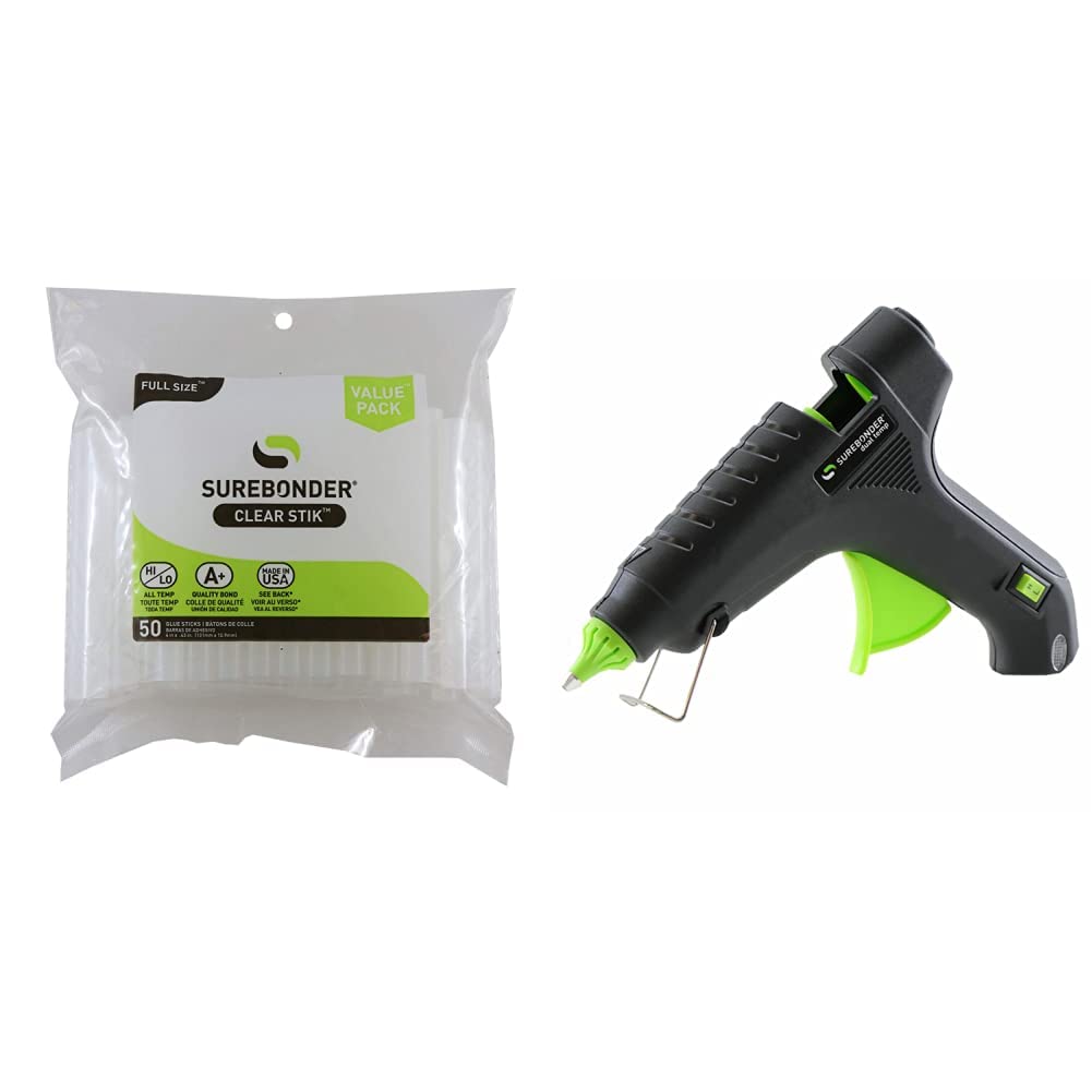 Surebonder DT-50 All Temperature 50 Glue Sticks, 4-Inch and Surebonder DT-270 Dual Temperature 40W Full Size Hot Melt Glue Gun