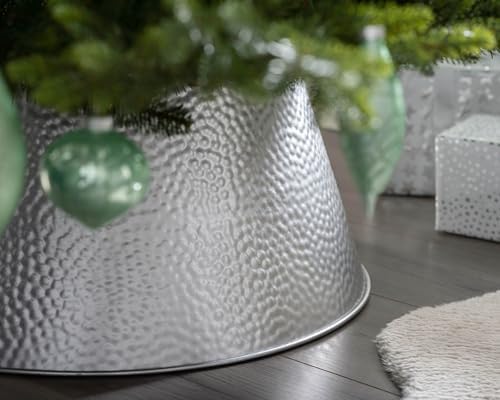 Metal Christmas Tree Collar, Silver, 55 cm