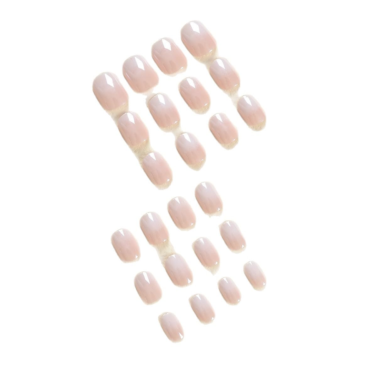 Short Press on Nails Square - Chrome White Fake Nails with Ombre Design - Solid Color Glossy Full Cover Stick on Nails for Women Manicure 24 Pcs