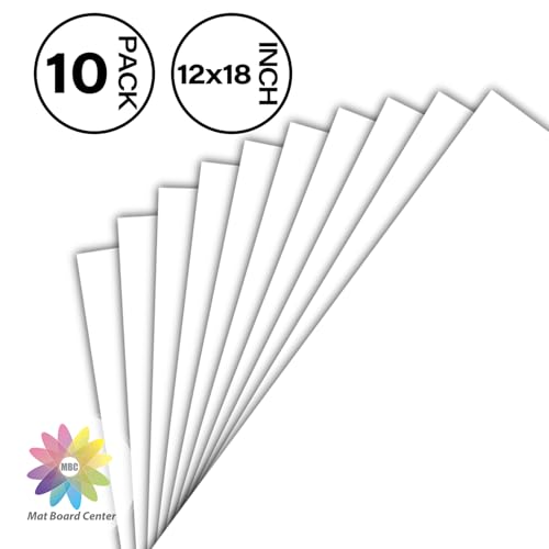 Mat Board Center, 10 Pack 12x18 White Backing Boards, Cardboard Backing for Frames, Prints, Arts, Photos and More - size: 12x18