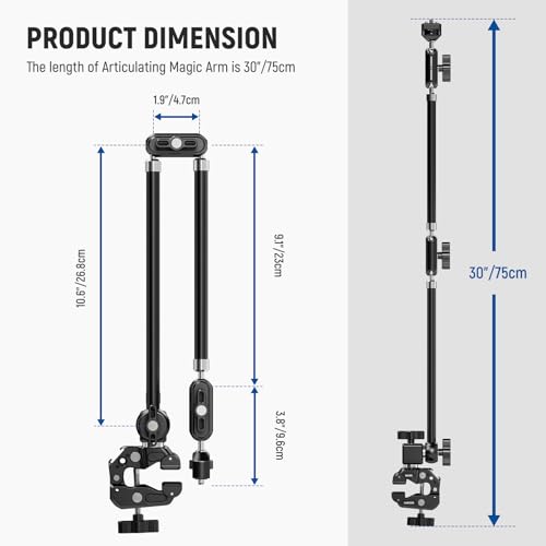 NEEWER 30" Articulating Magic Arm with Super Clamp/Action Cam Mount/Phone Holder, Overhead Camera Desk Mount Mic Boom Stand, Compatible with GoPro iPhone DSLR Webcam Microphone Video Recording, UA056 - style: UA056
