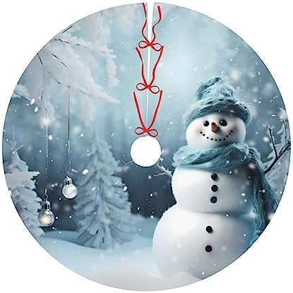 Christmas Snowflake Snowman Christmas Tree Skirts 36", Xmas Tree Cloth Mats Trees Skirts for Decor Gift, Home Decoration