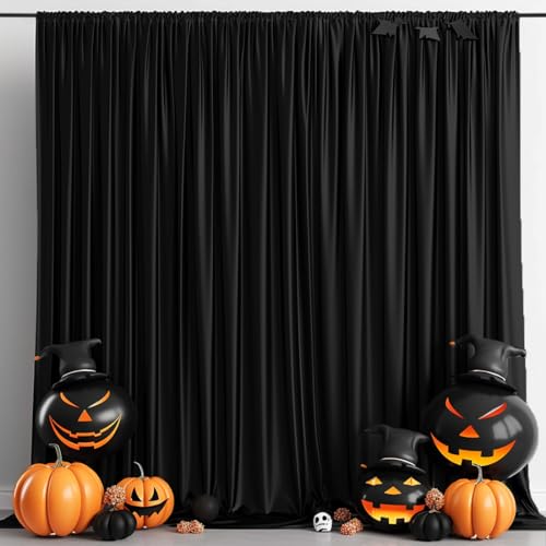 ESGOTBME 10x7ft Wrinkle Free Black Backdrop Curtain for Parties Soft Fabric Drapes Wedding Black Curtain Backdrop for Birthday Party Decorations Background for Photography 5x7ft, 2 Panels