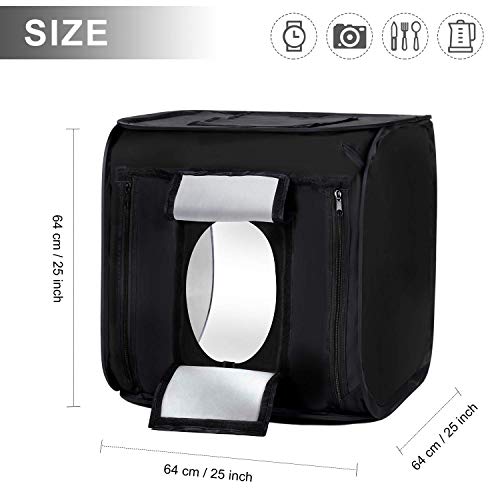 Photo Studio Light Box 24''x24'' with LED Lights, Collapsible Photography Photo Background Shooting Tents with 4 Photo Backdrops(Black, White, Blue,Green) 5500K US Plug - size: 24''×24''