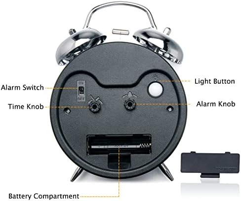 Peakeep Loud Alarm Clock for Heavy Sleepers Adults, Metal 4.5 Inches | Twin Bell Battery Operated Analog Alarm Clocks for Bedrooms Kids' Room Decoration (Peacock Green)