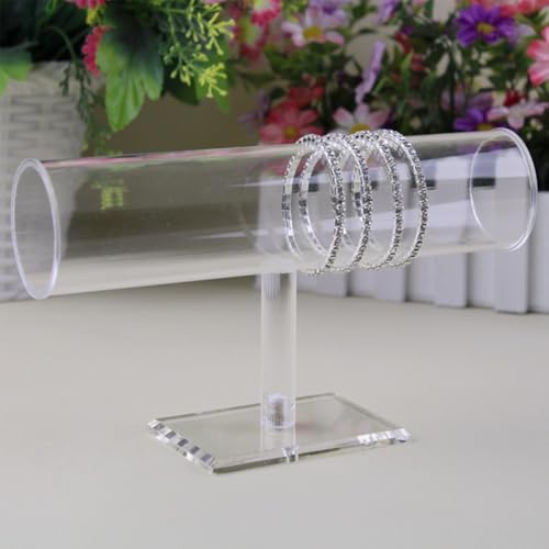 TENINYU Hovering T-Bar Bracelet Necklace Earring Bangle Pendants Anklet Tower Watch Key Jewelry Display Stand for Home Organization (Clear) - color: Clear