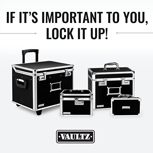 Vaultz File Organizer Storage Box - 14 x 7 x 12.19 Inch Letter Size, Portable Locking Storage Totes with Dual Combination Locks for Filing Office Documents - Black