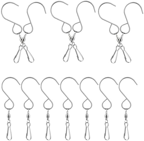 KESYOO 16pcs Stainless Steel Wind Chime Hanger with 360?? Rotating Design, Heavy-Duty Swivel Hooks for Windsocks and Outdoor Ornament Hooks, for Balcony and Garden Use