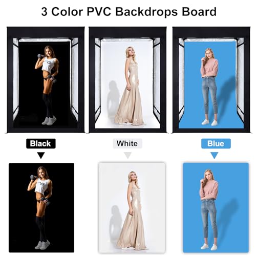 48"x78"x40" Large Photo Studio Light Box Photography, 8 Light LED Panels Dimmable Shooting Tent with 3 Color Backdrops Continuous Lighting Softbox for Model Clothing Photography - size: 48x78 in (8 LED Strips)
