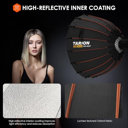 TARION Quick Release Parabolic Softbox - Bowens Mount Softbox with Diffusers/Honeycomb Grid/Carrying Bag for Live Streaming, Photography, Videography (Parabolic 35.4"/90cm) - style: Parabolic 35.4"/90cm