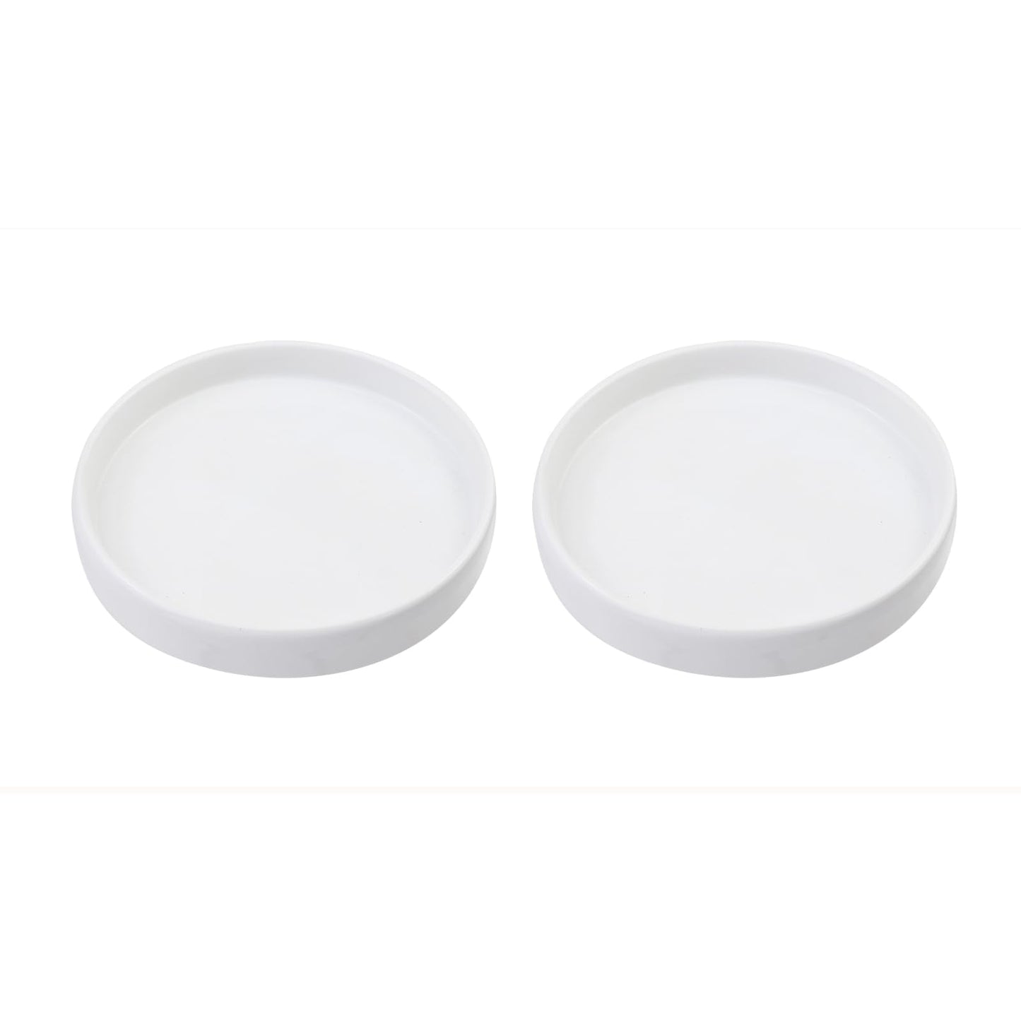 UTALIND 2pcs Ceramic Planter Saucers 6.5inch Round Plant Trays Pot Saucer for Living Room, White