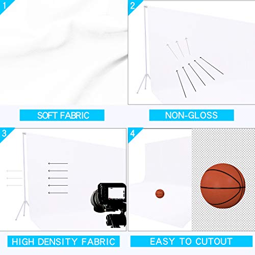 ISSUNTEX 5X7 ft Background Muslin Backdrop, Photo Studio, Collapsible High Density Screen for Video Photography and Television-White - color: White, size: 5X7 ft