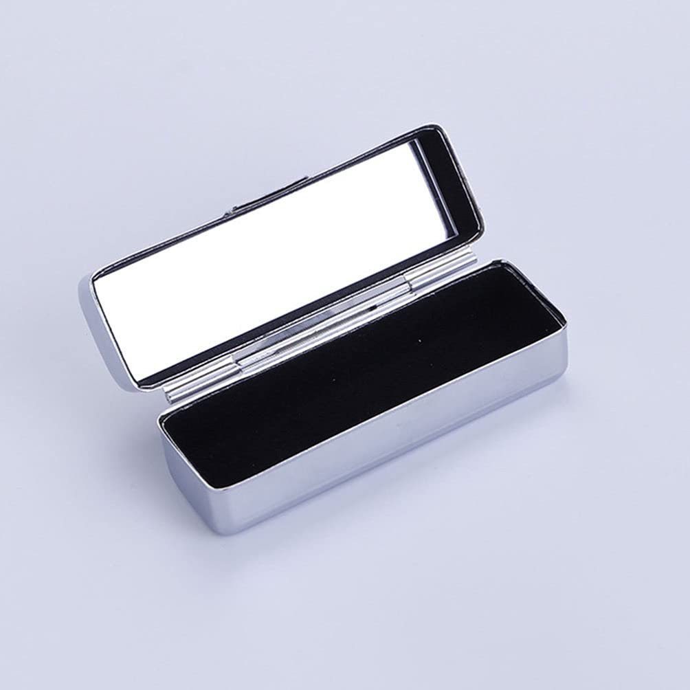 Beaupretty Square Lipstick Case with Mirror Portable Lip Balm Organizer Durable Cosmetic Storage Box Compact Makeup Holder for Travel